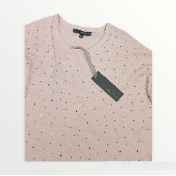 Matty M Blush Pink Shiny Studded Sweater - Picture 2 of 4